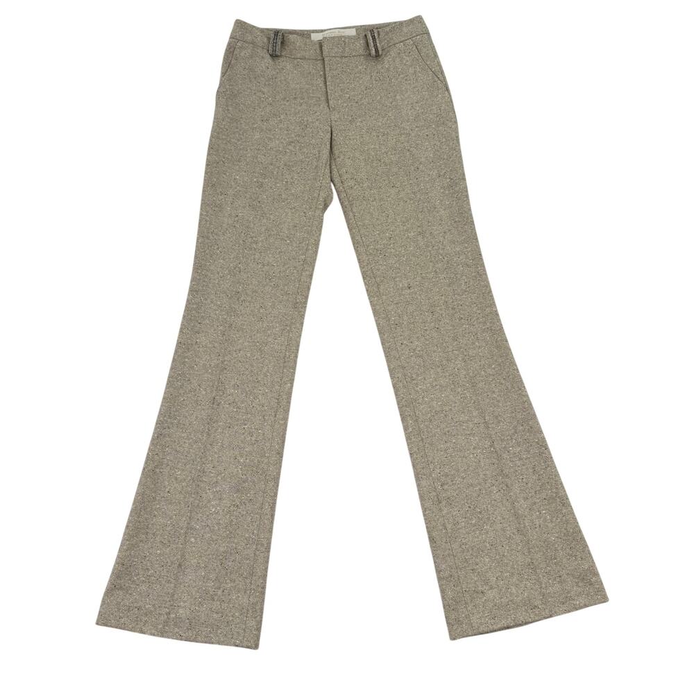 Vtg Rachel Roy Donegal Wool Tweed Flare Pants Sz 2 Tan Brown Trousers Office Y2K